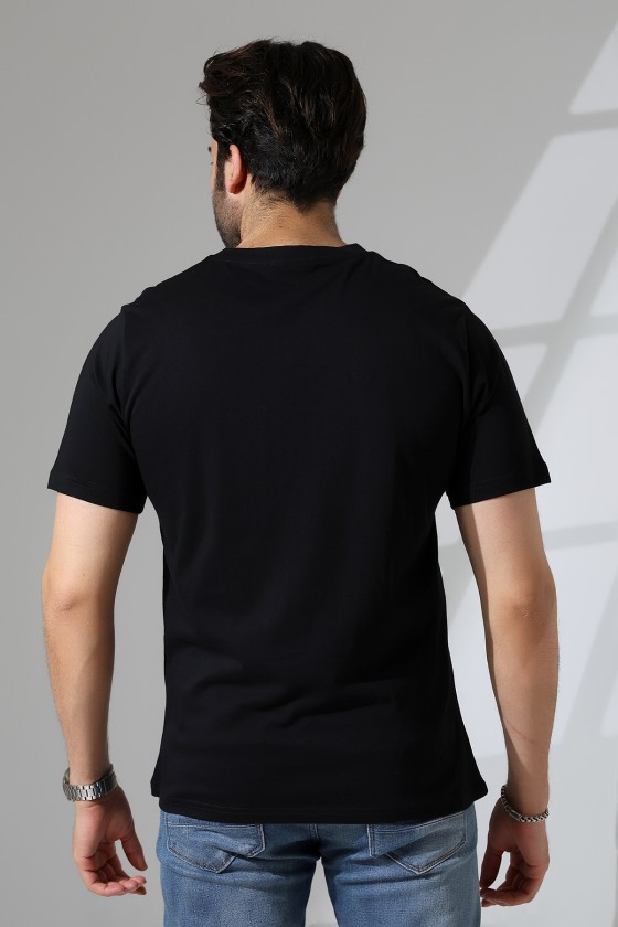 Erkek %100 Pamuklu Penye Kompakt Bisiklet Yaka Comfort Fit Basic T-Shirt 21751 SİYAH