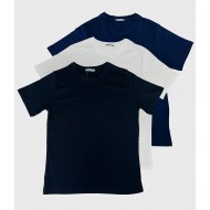 Erkek 3'Lü Paket Comfort Fit %100 Pamuk Penye Kompakt T-Shirt 31751 SİYAH-BEYAZ-LACİVERT