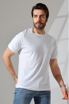 Erkek 3'Lü Paket Comfort Fit %100 Pamuk Penye Kompakt T-Shirt 31751 SİYAH-BEYAZ-LACİVERT