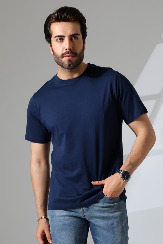 Erkek 3'Lü Paket Comfort Fit %100 Pamuk Penye Kompakt T-Shirt 31751 SİYAH-BEYAZ-LACİVERT