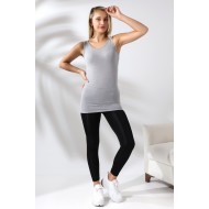 Kadın Uzun Basic Pamuklu Esnek Atlet 20516 GRİMELANJ