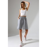 Rahat Kalıp Geniş Uzun Penye Pamuklu Unisex Şort 21823 GRİMELANJ