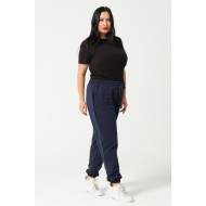 Kadın Büyük Beden Battal Penye Likralı Esnek Yumuşak Dokulu Paçası Lastikli Eşofman Altı 21633BB LACİVERT