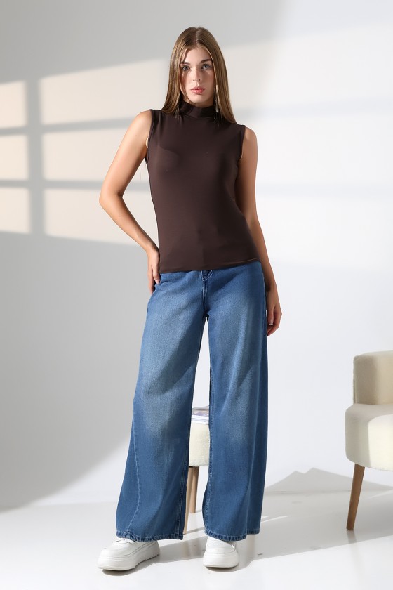 Kadın Kolsuz Body 21757 KAHVE