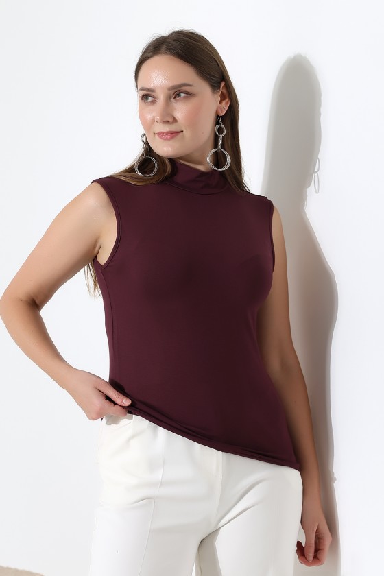 Kadın Kolsuz Body 21757 MÜRDÜM