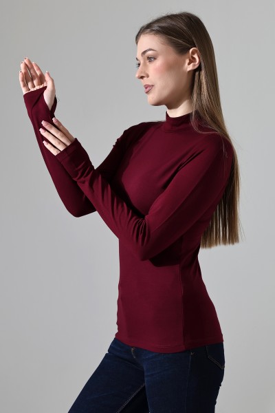 Kadın Parmak Detaylı Body 21756 BORDO
