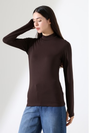 Kadın Parmak Detaylı Body 21756 KAHVE