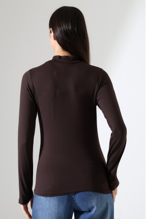Kadın Parmak Detaylı Body 21756 KAHVE