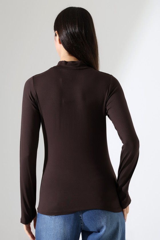 Kadın Parmak Detaylı Body 21756 KAHVE