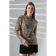 Kadın Parmak Detaylı Body 21756 LEOPAR DESEN