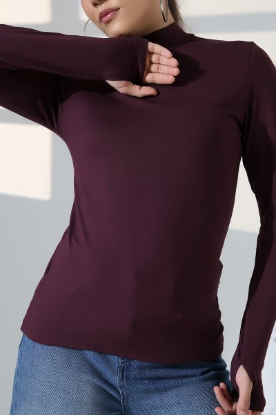 Kadın Parmak Detaylı Body 21756 MÜRDÜM