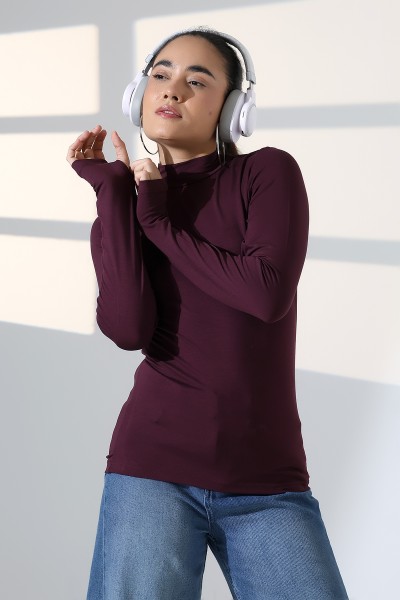 Kadın Parmak Detaylı Body 21756 MÜRDÜM Kadın Parmak Detaylı Body 21756 MÜRDÜM