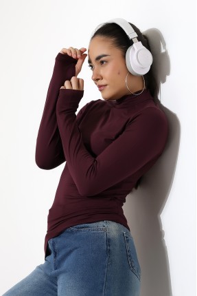 Kadın Parmak Detaylı Body 21756 MÜRDÜM