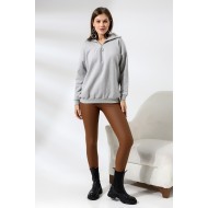 Kamyoncu Yaka Şardonlu Oversize Sweatshirt 21389 GRİMELANJ