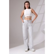 Kompak Penye Likralı Esnek Yumuşak Dokulu Paçası Geniş Eşofman Altı 21655 KARMELANJ