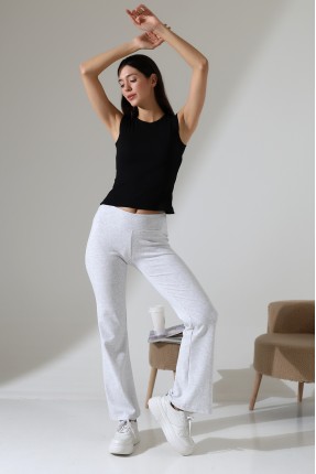 İspanyol Paça Jarse Kadın Eşofman Pantolon - Paçası Geniş Yoga Pantolonu 21943 KARMELANJ
