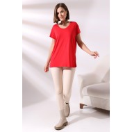 Salaş V Yaka Kısa Kol T-Shirt 19410 KIRMIZI