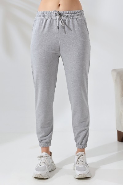 Kompak Penye Likralı Esnek Yumuşak Dokulu Paçası Lastikli Eşofman Altı 21633 GRİMELANJ