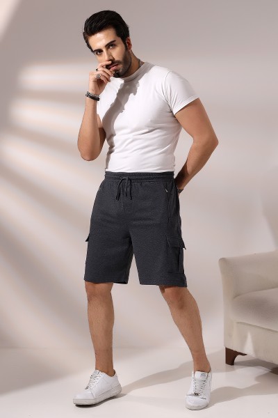 Erkek Cepleri Fermuarlı Kargo Cepli Şort 21526 KOYU ANTRASİTMELANJ Erkek Cepleri Fermuarlı Kargo Cepli Şort 21526 KOYU ANTRASİTMELANJ
