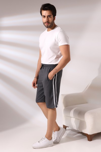 Erkek Çift Şeritli Şort 19630 KOYU ANTRASİTMELANJ Erkek Çift Şeritli Şort 19630 KOYU ANTRASİTMELANJ