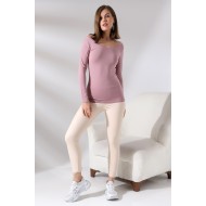 Uzun Kol U Yaka Penye Kompakt Bady 20503 KOYU GÜL