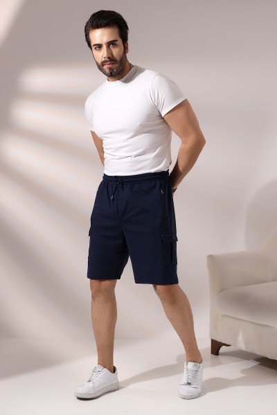 Erkek Cepleri Fermuarlı Kargo Cepli Şort 21526 LACİVERT Erkek Cepleri Fermuarlı Kargo Cepli Şort 21526 LACİVERT