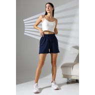 Paçası Katlamalı Geniş Rahat Kalıp Şort 21822 LACİVERT