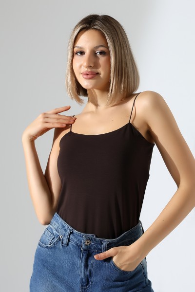 Lastik İp Askılı Atlet 21563 KAHVE