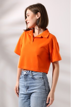 Polo Yaka Kısa Kol T-Shirt 21171 ORANJ