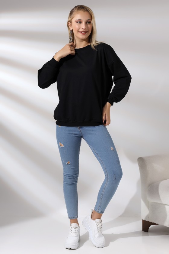 Oversize Sweatshirt 20814 SİYAH