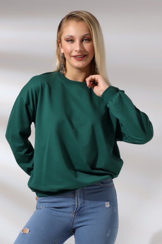 Oversize Sweatshirt 20814 KOYU YEŞİL