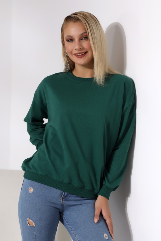 Oversize Sweatshirt 20814 KOYU YEŞİL