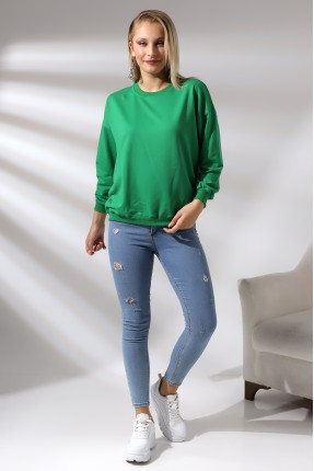 Oversize Sweatshirt 20814 BENETTON YEŞİLİ