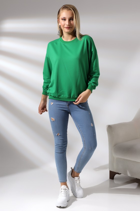 Oversize Sweatshirt 20814 BENETTON YEŞİLİ