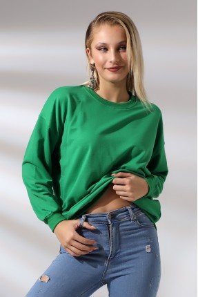 Oversize Sweatshirt 20814 BENETTON YEŞİLİ