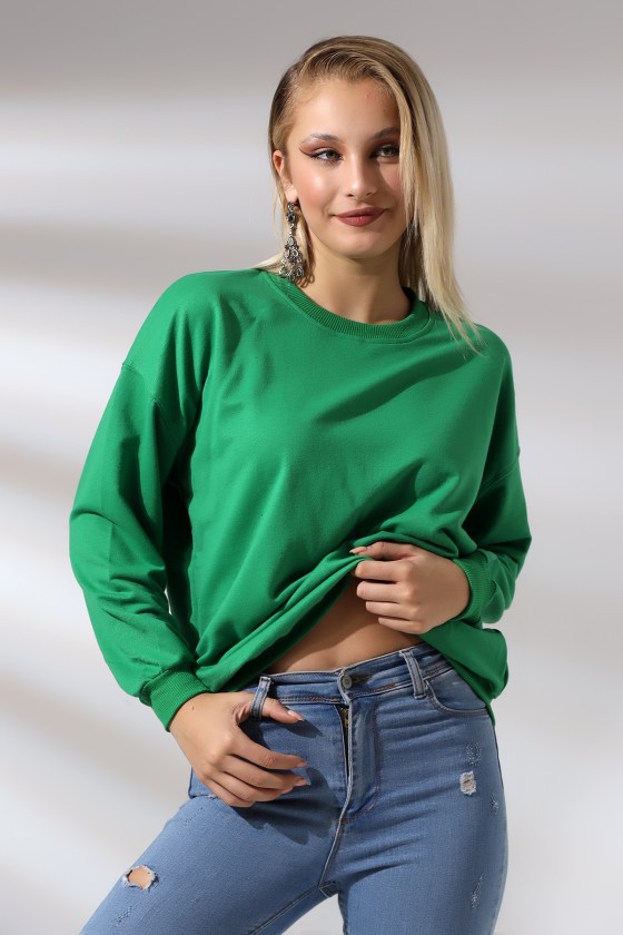 Oversize Sweatshirt 20814 BENETTON YEŞİLİ