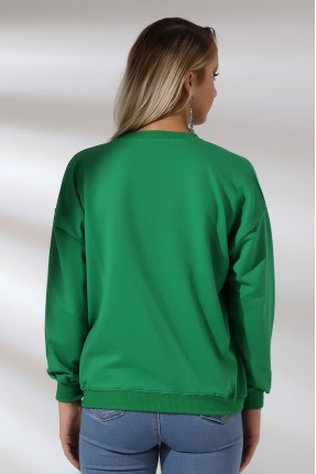 Oversize Sweatshirt 20814 BENETTON YEŞİLİ