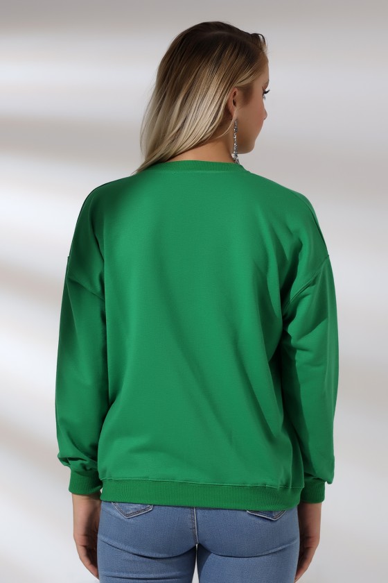 Oversize Sweatshirt 20814 BENETTON YEŞİLİ