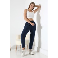 Paçası Lastikli Ayarlanabilir Belli Karyoka Dikiş Detaylı Basic Kadın Eşofman Pantolon 21936 LACİVERT