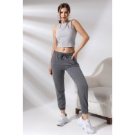 Paçası Lastikli Cepli Eşofman 21473 FÜME