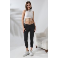 Pamuklu Kompakt Penye Likralı Bilekte Tayt 20514 KOYU ANTRASİTMELANJ