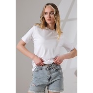 Pamuklu Penye Kompakt Ağır Kumaş Kısa Kol Comfort Fit T-Shirt 21666 BEYAZ