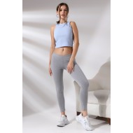 Kadın Pamuklu Kompakt Penye Likralı Spor ve Günlük Kullanım Tayt 20513 GRİMELANJ