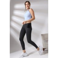 Kadın Pamuklu Kompakt Penye Likralı Spor ve Günlük Kullanım Tayt 20513 KOYU ANTRASİTMELANJ