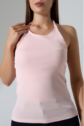 Slim Fit Dar Kesim Arkadan Askılı U Yaka Askılı Basic Body Kadın Atlet 22064 PUDRA