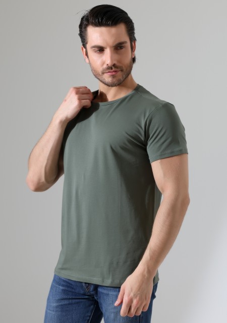 Regular Fit Erkek T- Shirt 19952 HAKİ