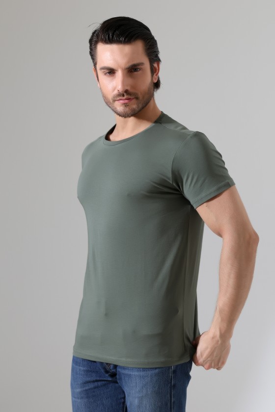 Regular Fit Erkek T- Shirt 19952 HAKİ