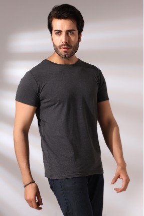 Regular Fit Erkek T- Shirt 19952 KOYU ANTRASİTMELANJ