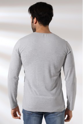 Compact Penye Likralı Regular Fit Uzun Kol Bisiklet Yaka T-Shirt 21483 GRİMELANJ