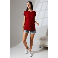Salaş Bisiklet Yaka T-Shirt 21256 BORDO